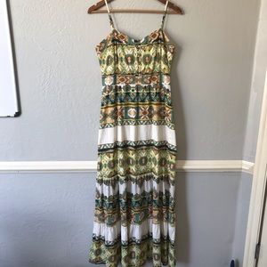 Fossil Boho Tiered Tribal Maxi 100% Cotton Dress